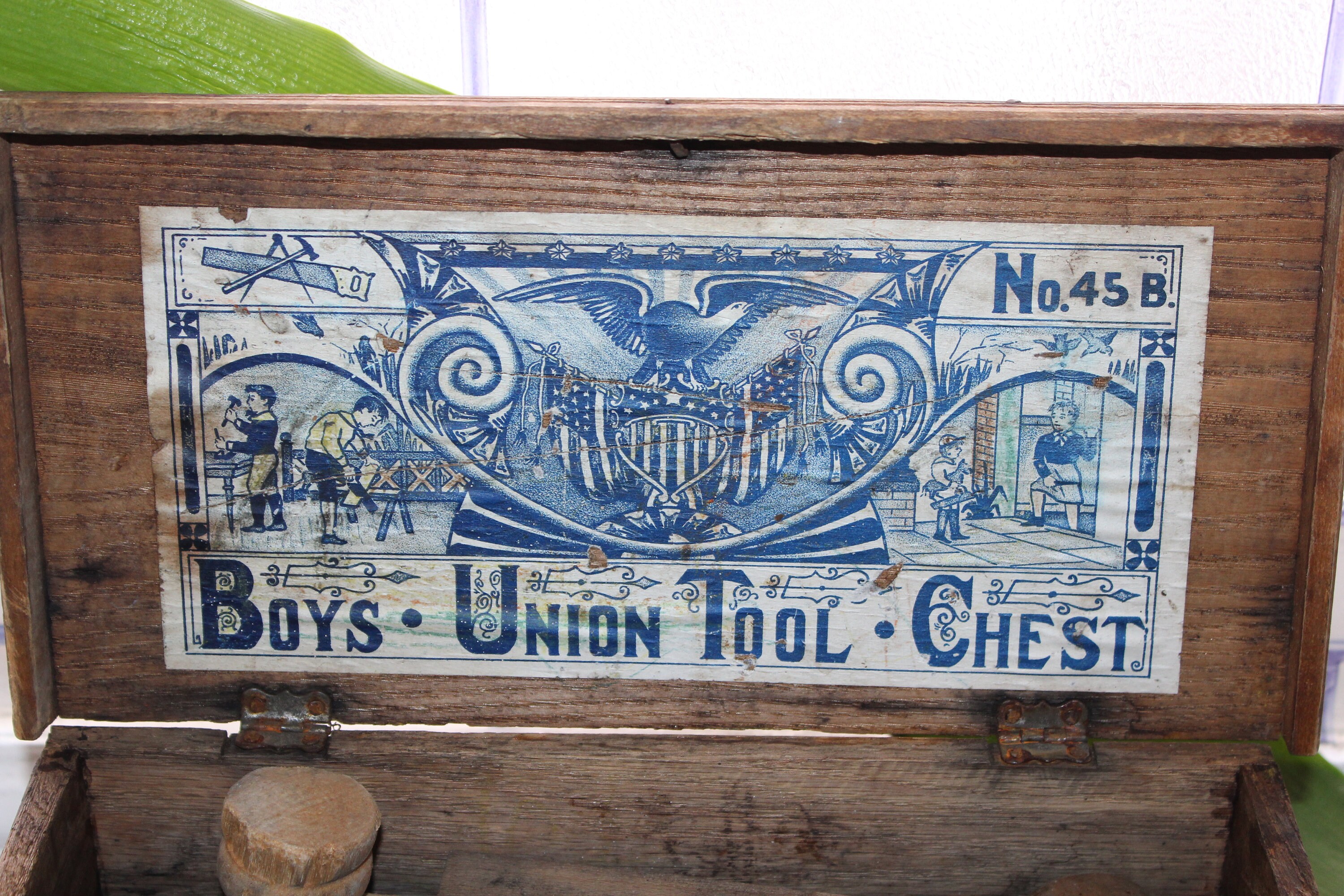 Boys Union Tool Chest 45B with Tools Antique 1800s Toy