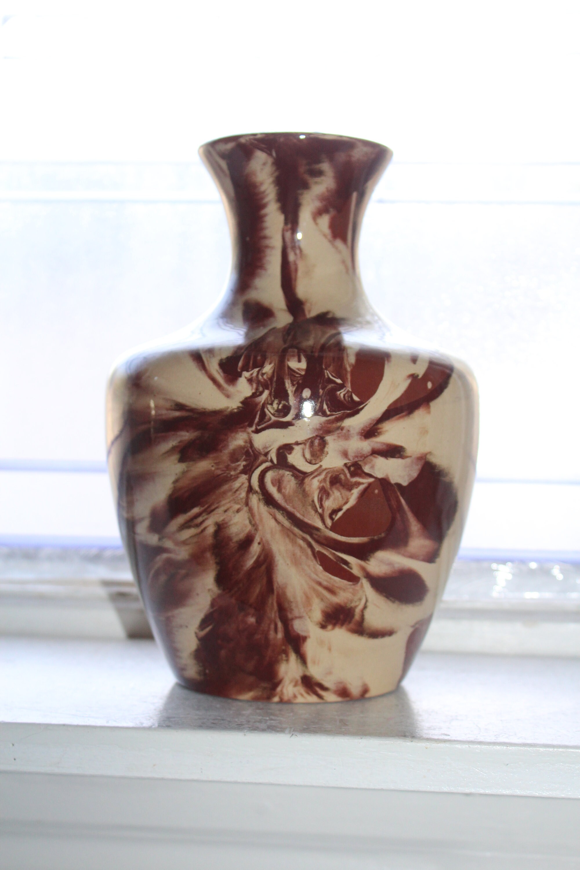 Large Vintage Montana Swirl Pottery Vase Clays in Calico