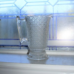 Antique Victorian Glass Pitcher 19th Century Finecut EAPG Bryce Bros.