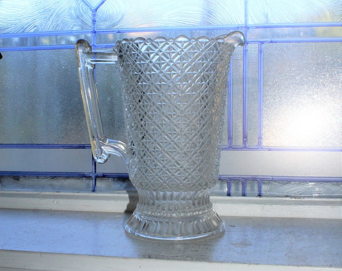 Antique Victorian Glass Pitcher 19th Century Finecut EAPG Bryce Bros.