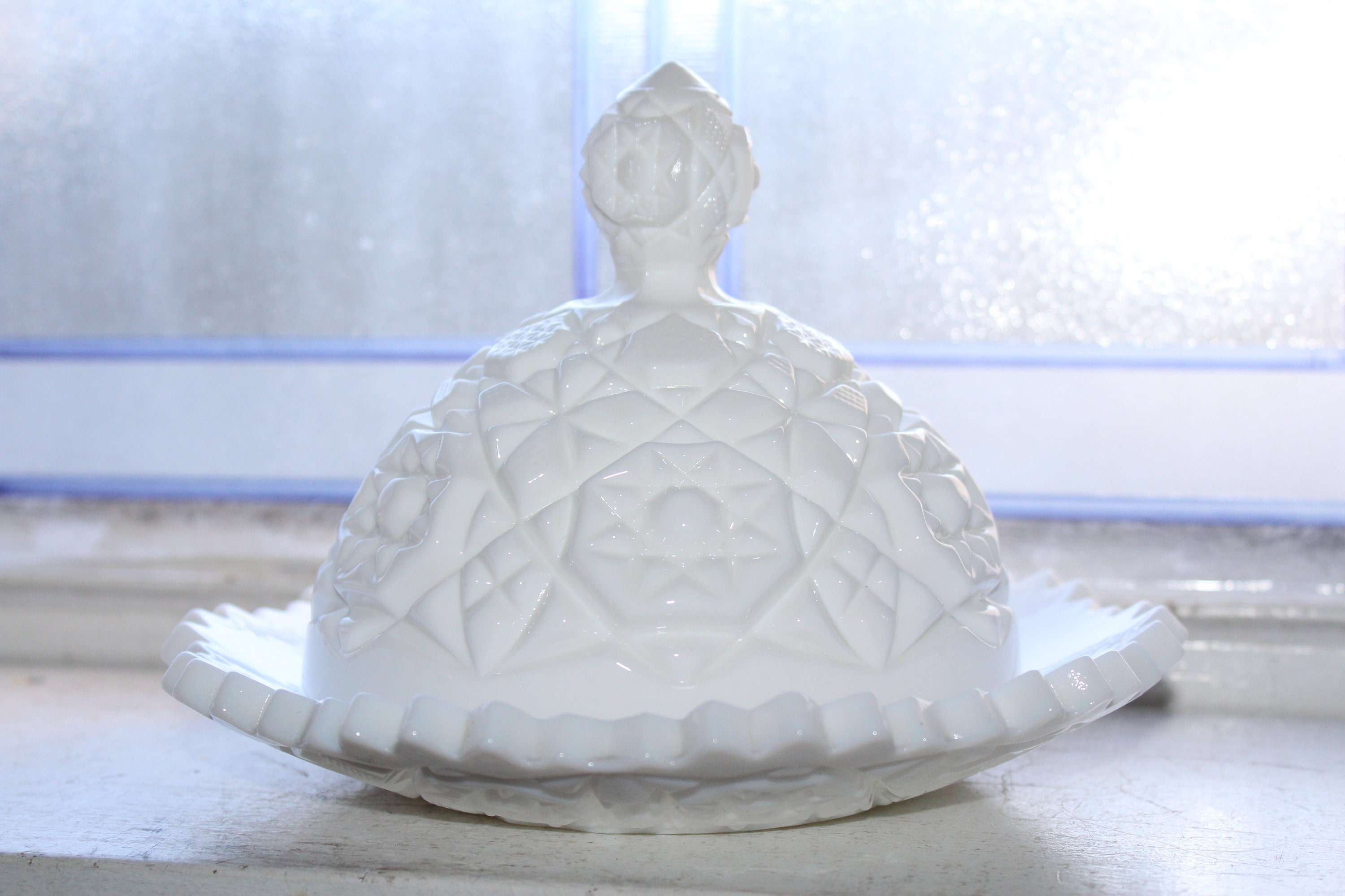 Fostoria Milk Glass Butter Dish Winburn Pattern Vintage 1950s