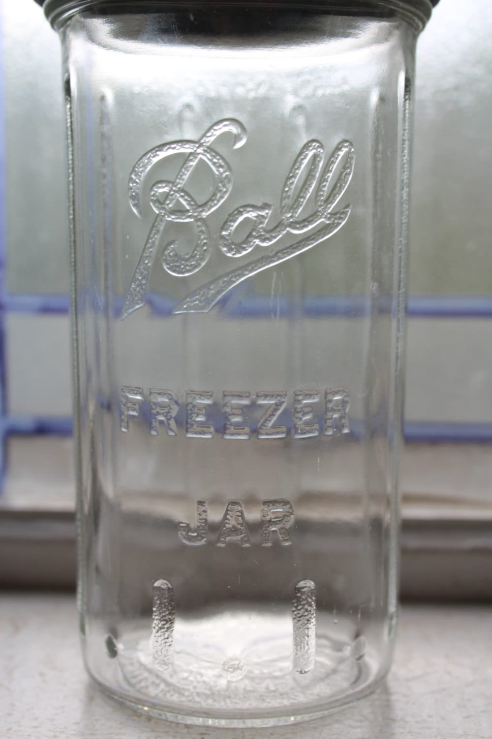 Vintage Vertical Ribbed Ball Freezer Jar 