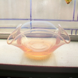 Fostoria Pink Opalescent Seascape Open Candy Dish Vintage Art Glass