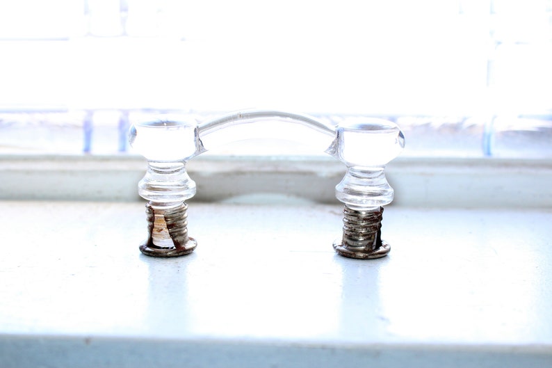 Clear Depression Glass Drawer or Cabinet Door Handle Vintage 1940s