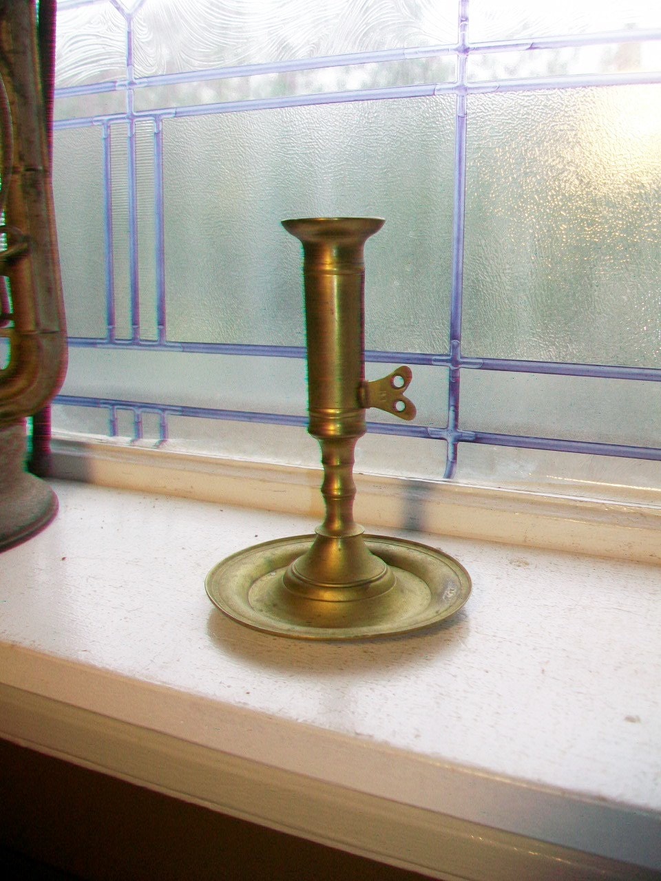 Antique Brass Push Up Candlestick Chamber Stick Candle Holder