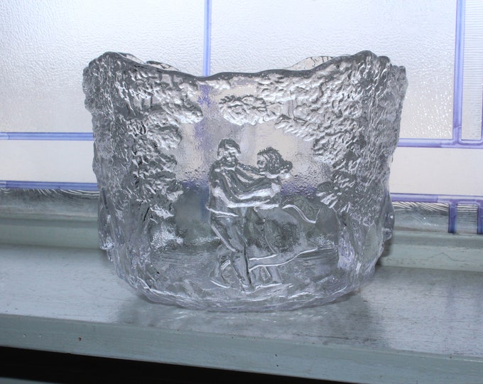 Large Kosta Boda Clear Glass Bowl Rhapsody Dancers Sweden