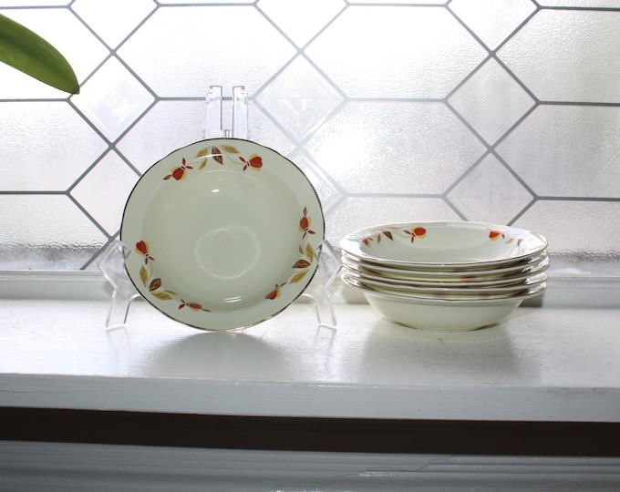 Hall China Autumn Leaf 6 Dessert Bowls Vintage 1950s
