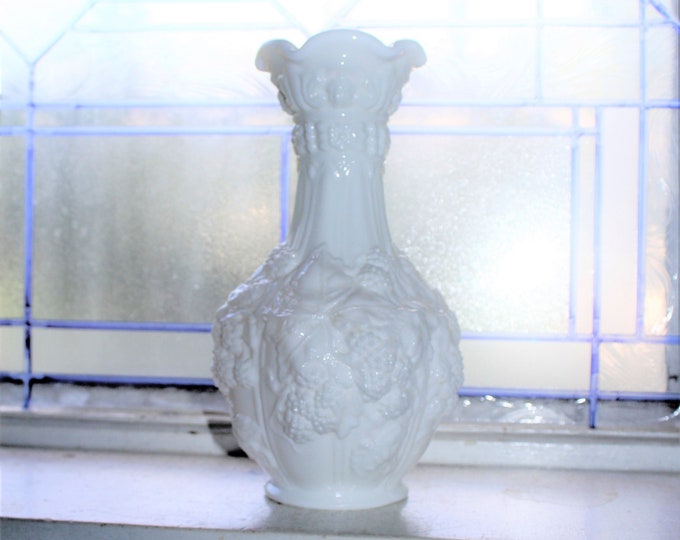 Imperial Glass Loganberry Vase Vintage 1950s Milk glass