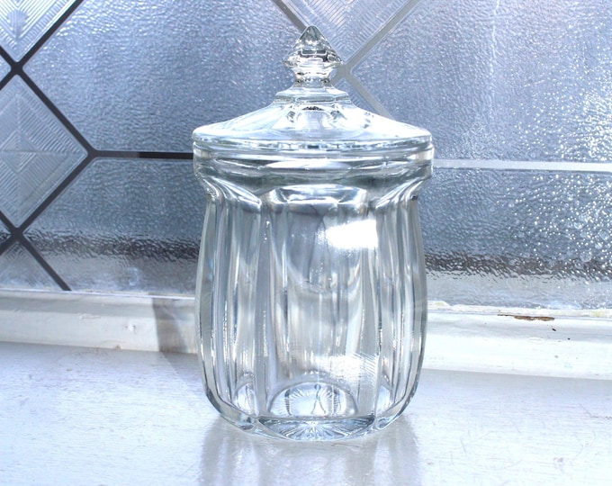 Vintage Westmoreland Clear Covered Paneled Marmalade Jar