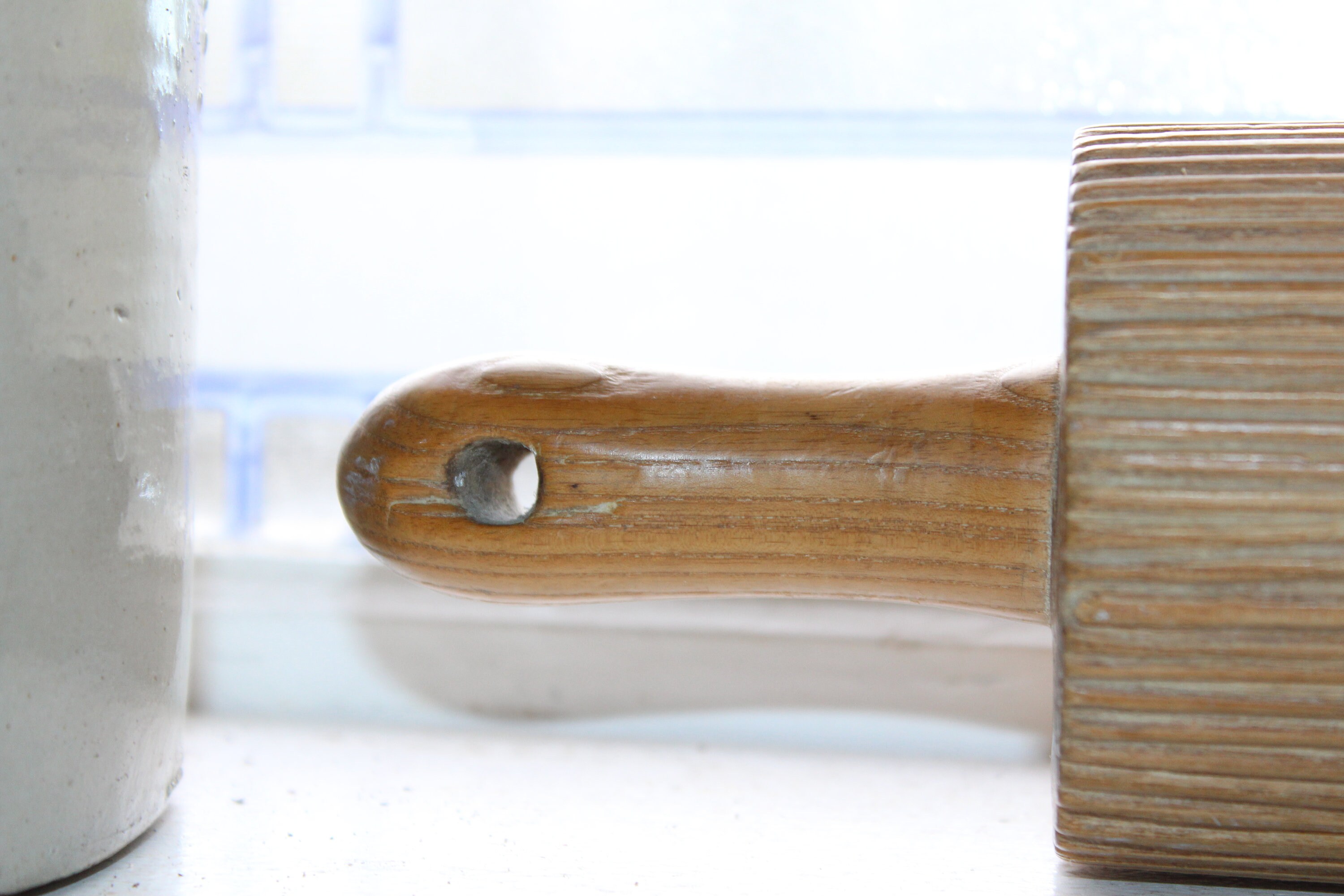 Large Antique Rolling Pin Grooved for Lefse Norwegian Scandinavian