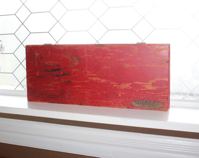 Vintage Gilbert Red Wood Tool Set Box BOX ONLY