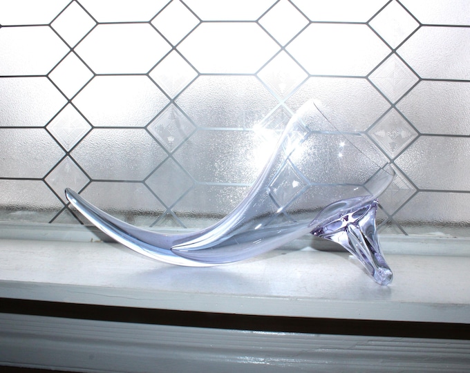 Vintage Tiffin Mid Century Twilight Cornucopia Glass Vase Alexandrite Neodymium