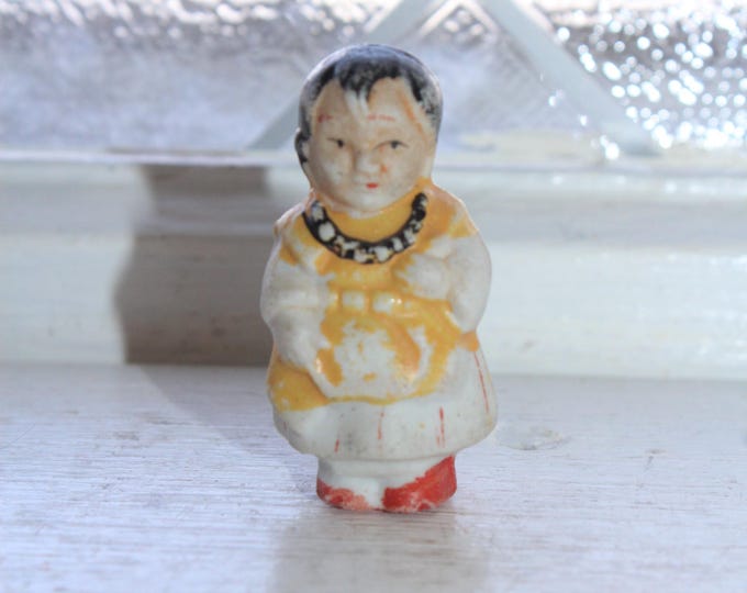 Antique Native American Indian Frozen Charlotte Penny Doll Made in Japan