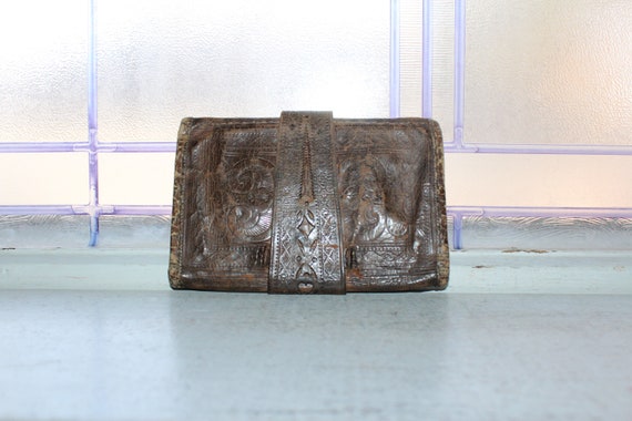 Rare Antique Civil War Era Men's Tooled Leather W… - image 3