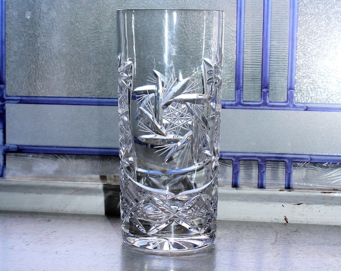 Vintage Cut Crystal Cylinder Vase