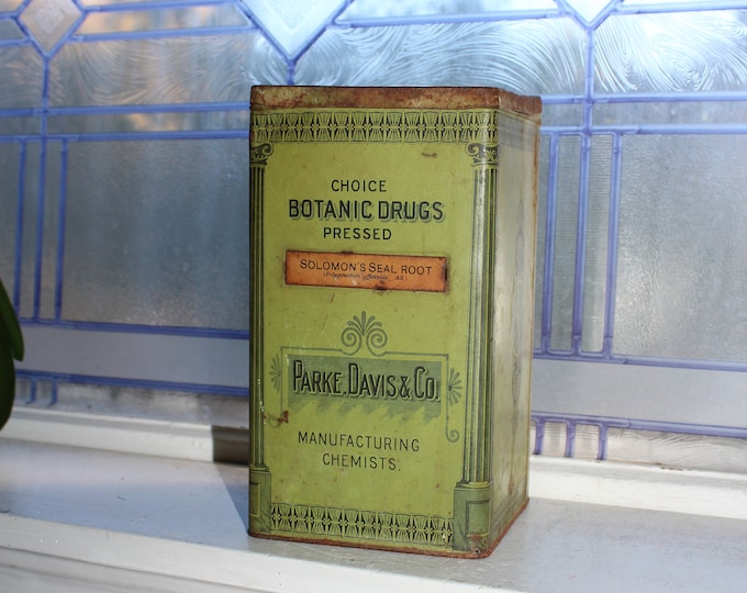 Large Antique Parke Davis Chemists Botanic Drugs Store Display Tin