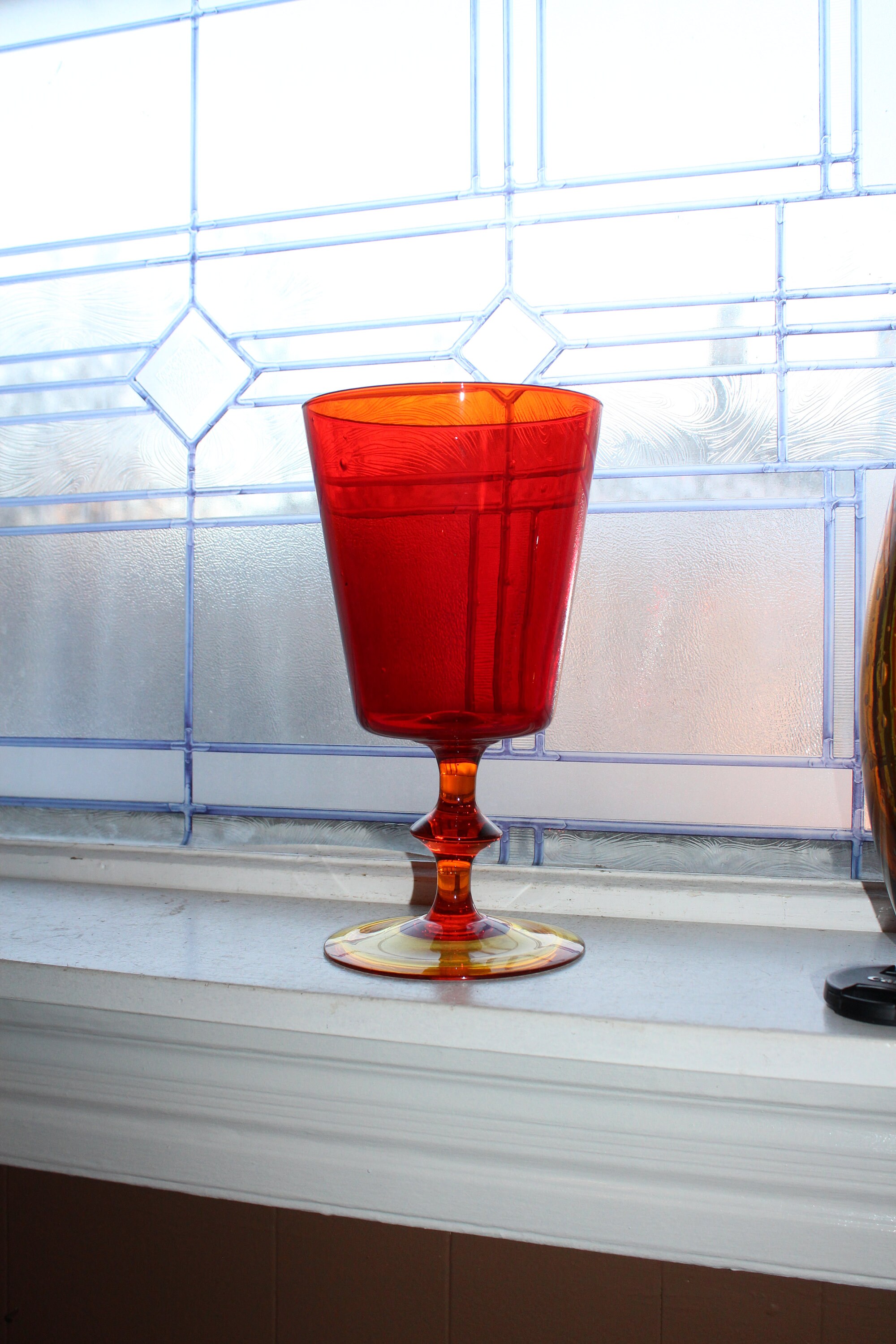 Vintage Amberina Glass Large Vase 1960s
