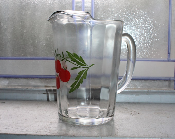 Vintage Juice Pitcher Cherry Decoration