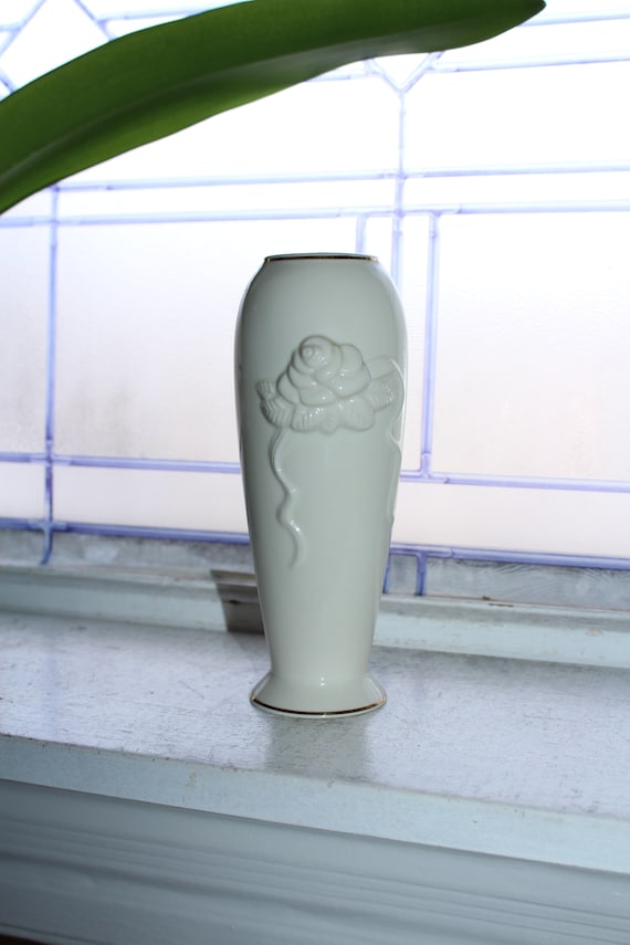 Lenox Rose Vase With Gold Trim Vintage Porcelain - Etsy
