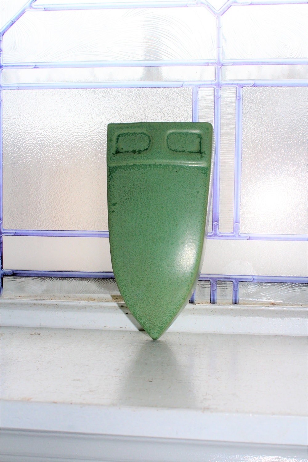 Art Deco Wall Pocket Green Pottery Vintage 1920s