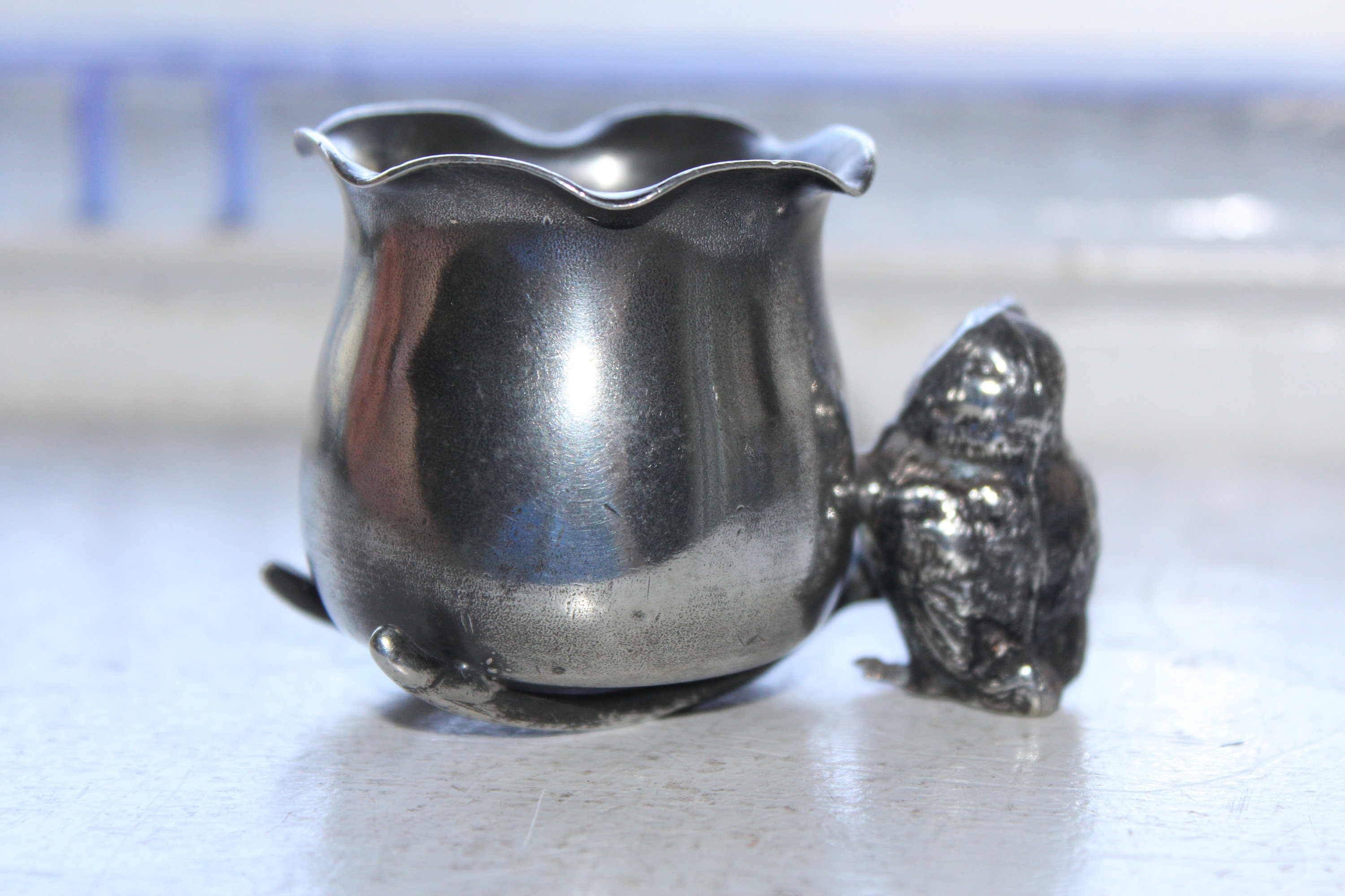 Antique Figural Toothpick Holder Bird Wishbone Silverplate