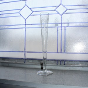 Antique Etched Glass Bud Vase Victorian Floral Pattern