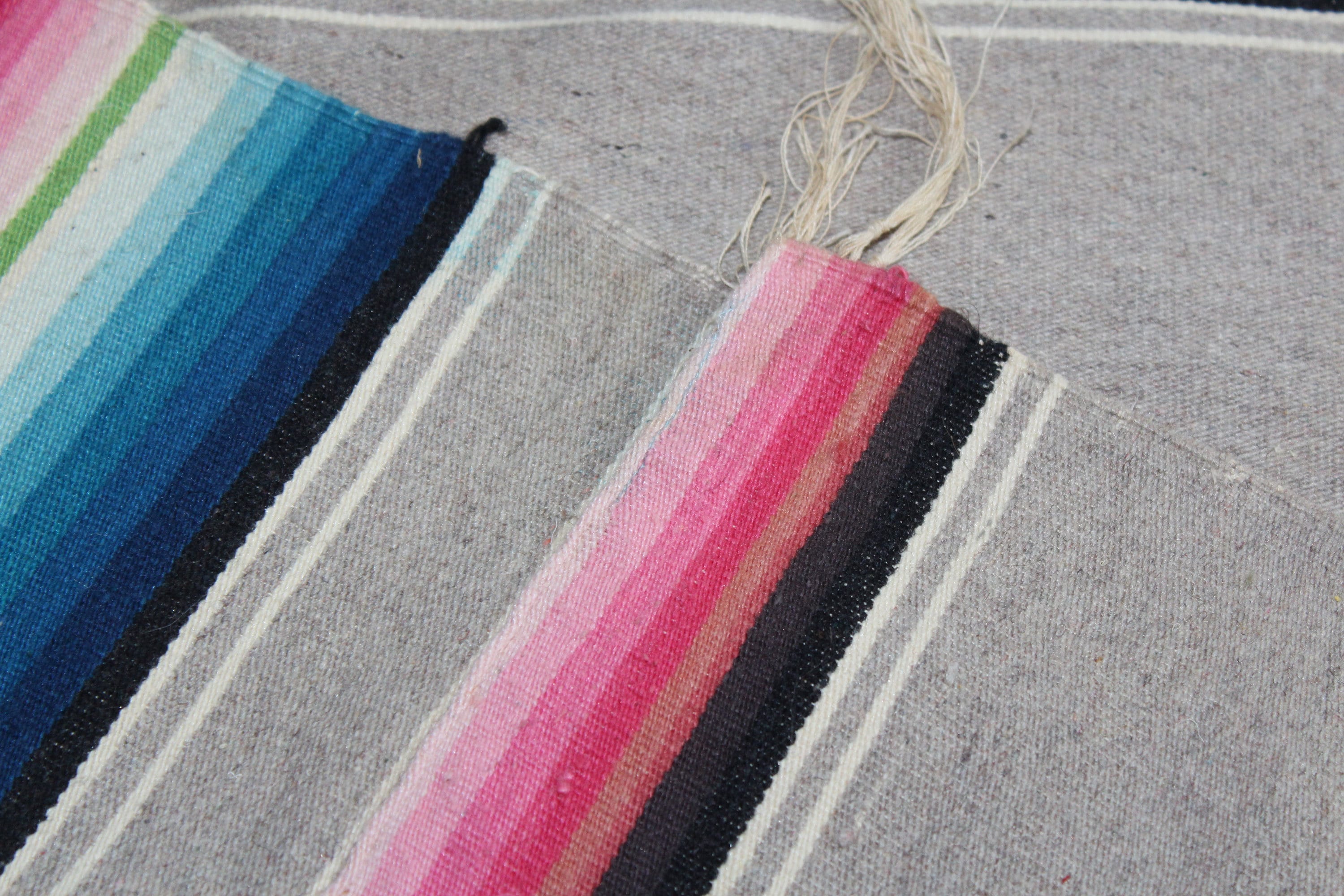 Large Vintage Mexican Wool Rug Southwestern Decor