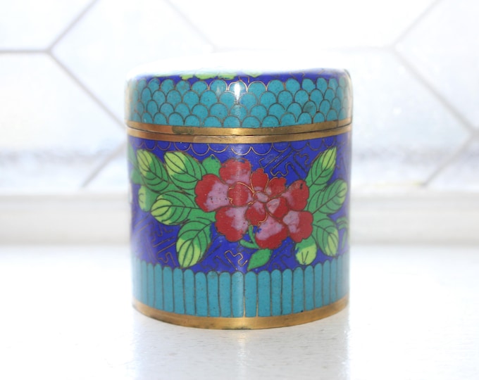 Vintage Chinese Cloisonne Lidded Jar Stash Box