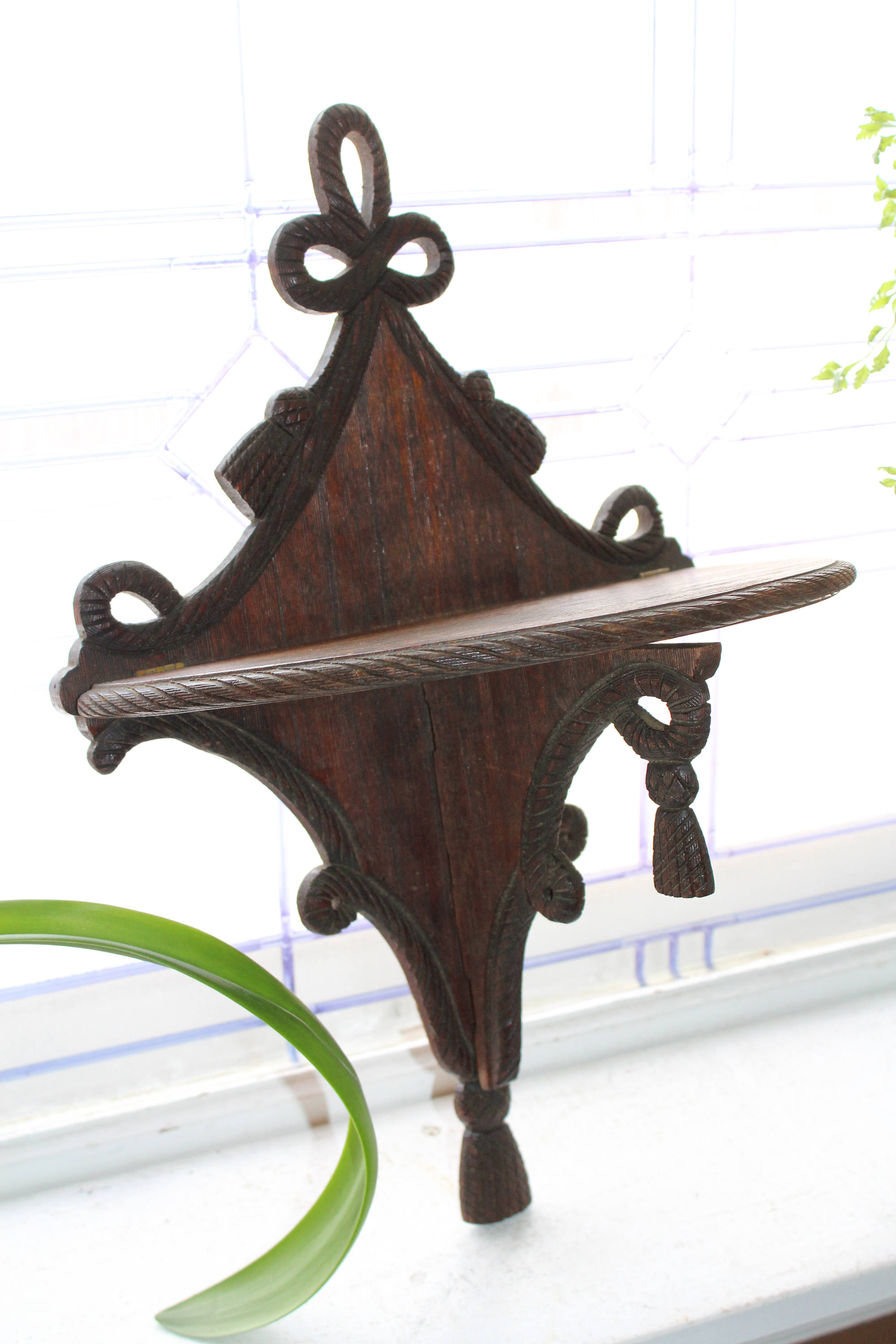 Ornate Victorian Wood Candle Shelf Folding Antique Wall Shelf