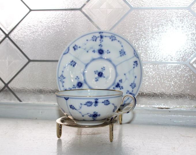 Antique Royal Copenhagen Blue Fluted Plain Coffee Cup & Saucer circa 1870-1890