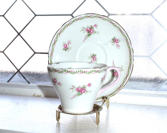 Shelley Teacup and Saucer Bridal Rose Pattern Vintage 1940s Bone China