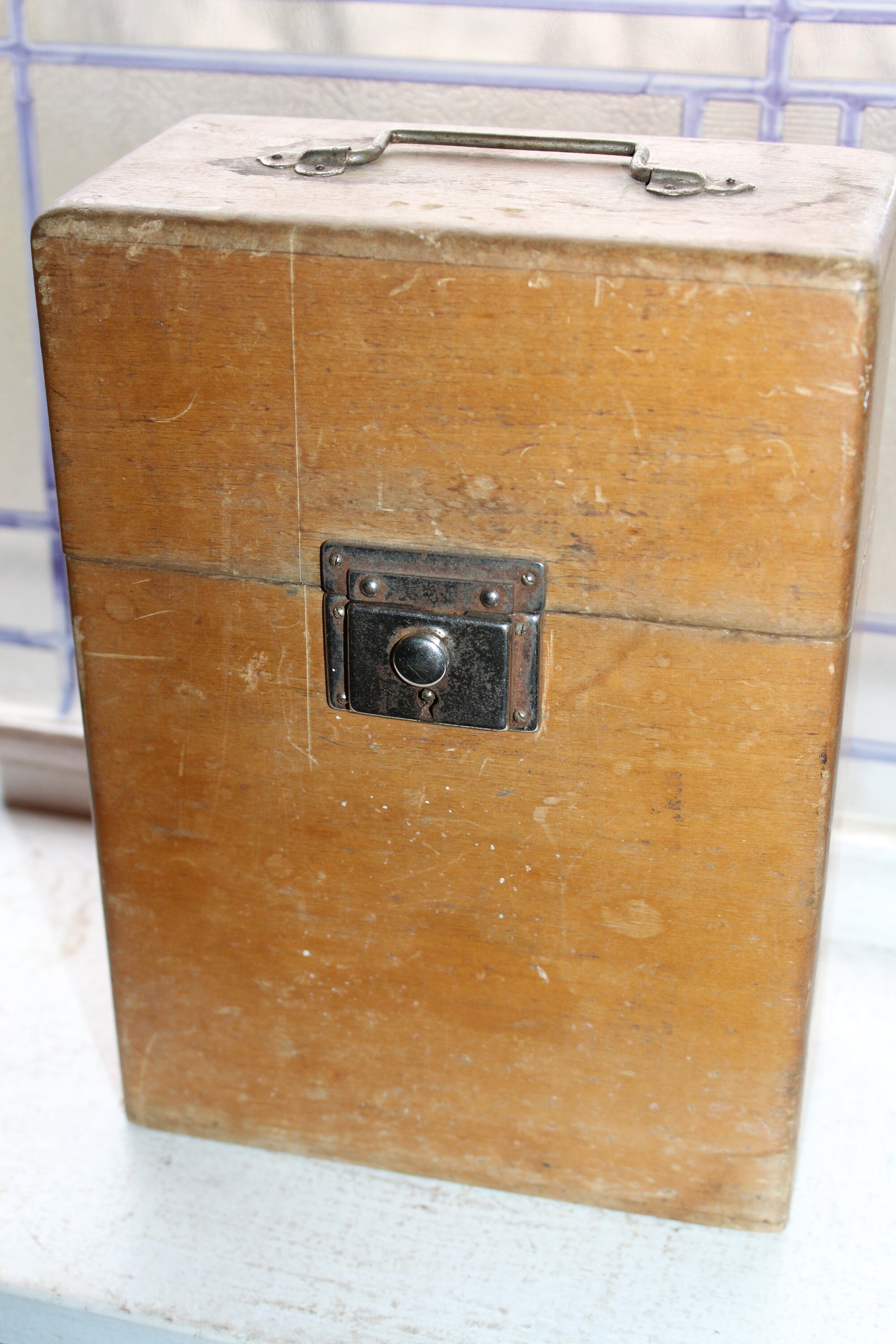 Antique Straight Razor Storage Box Carrying Case Caddy with 4 Razors