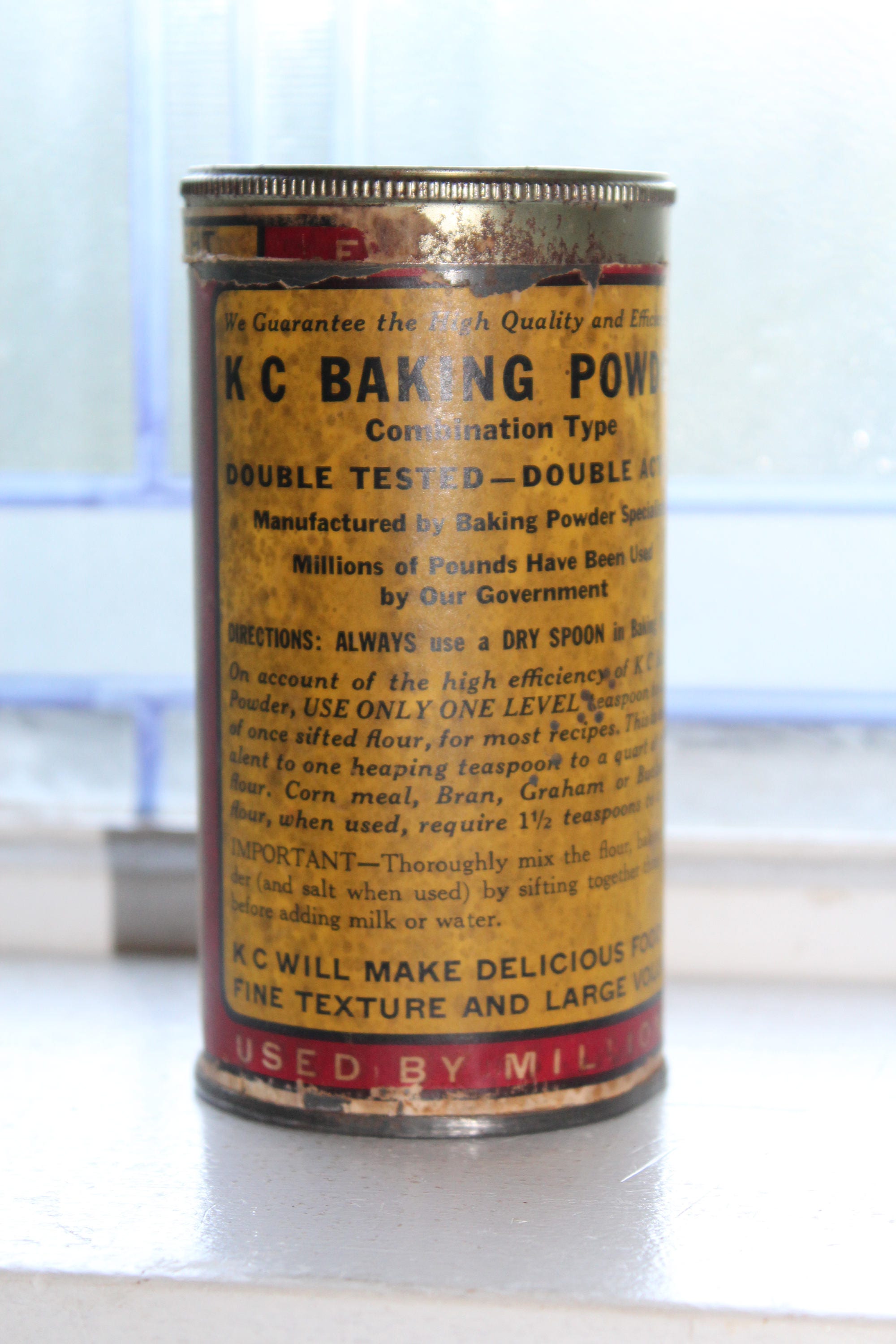 Antique KC Baking Powder Tin Rustic Farmhouse Kitchen Decor