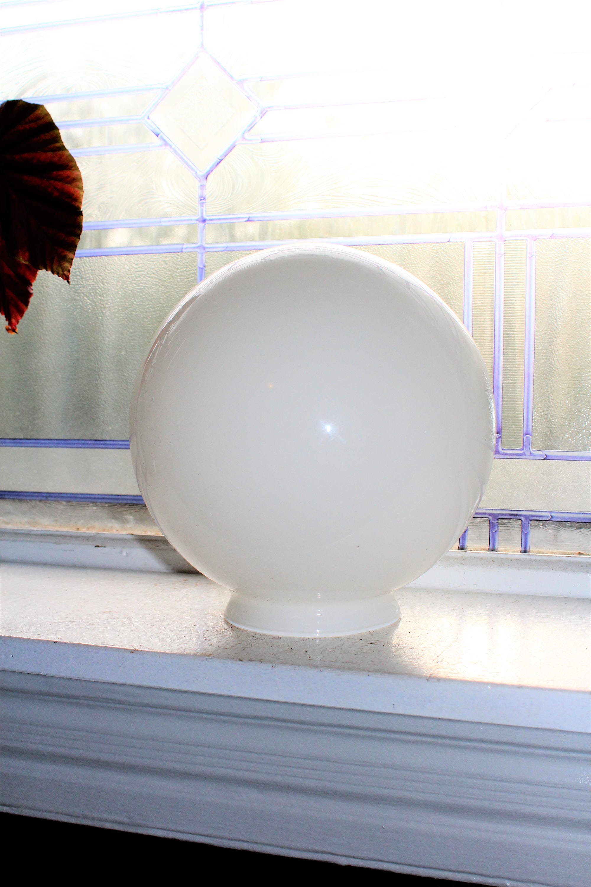 Vintage Milk Glass Globe Ceiling Light Shade 1950s