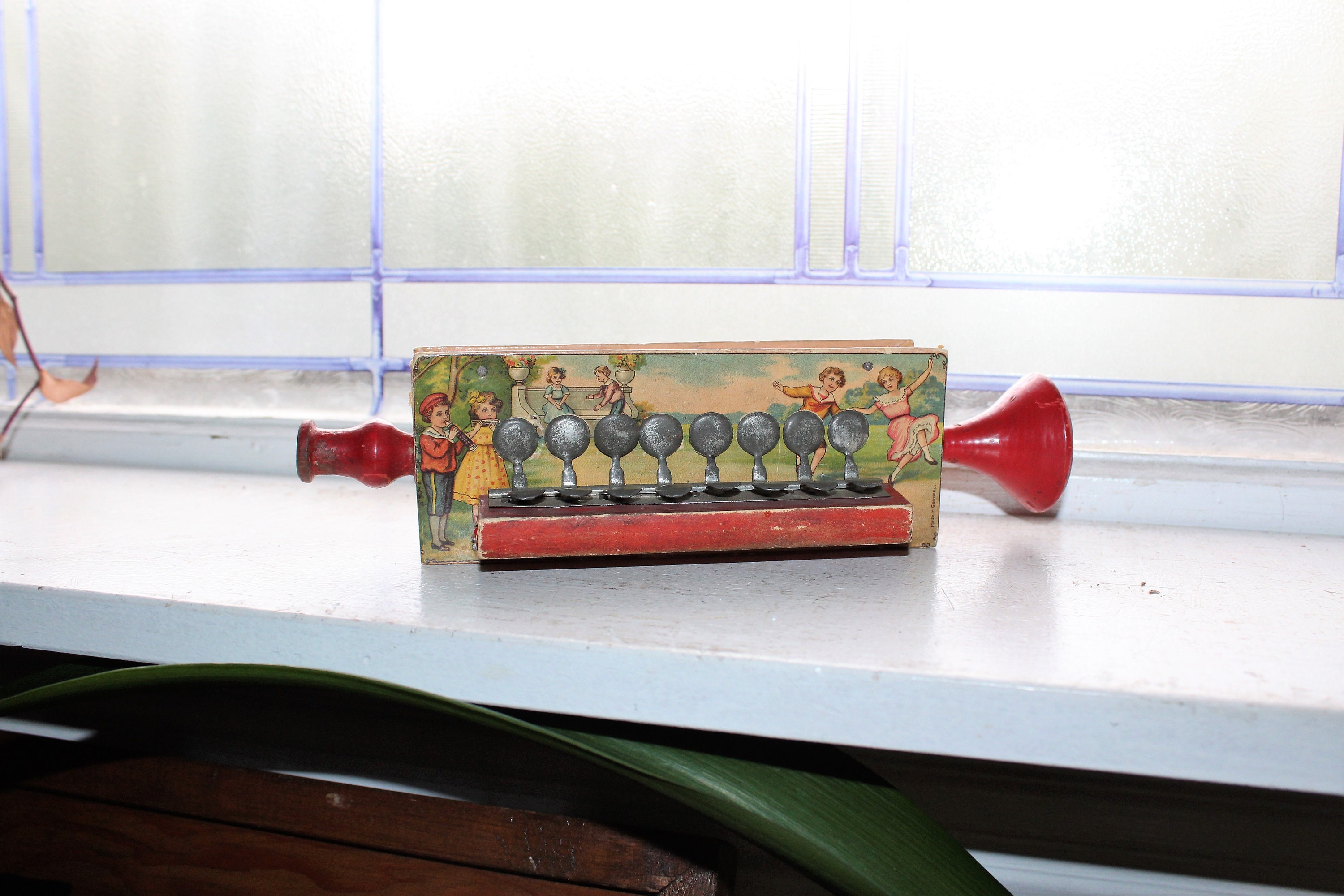 Antique Lithographed Toy Flute Musical Instrument Made in Germany