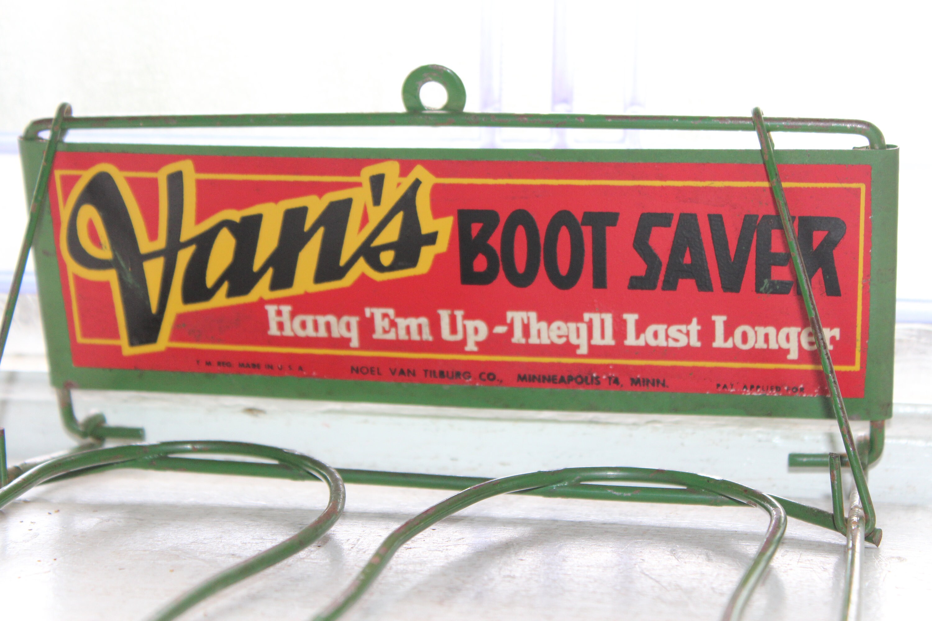 Van's Boot Saver Vintage Metal Shoe Rack Rustic Farmhouse Decor