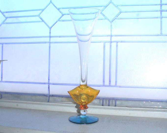 Euroglass Champagne Flute Vintage 1980s Post Modern Memphis Style