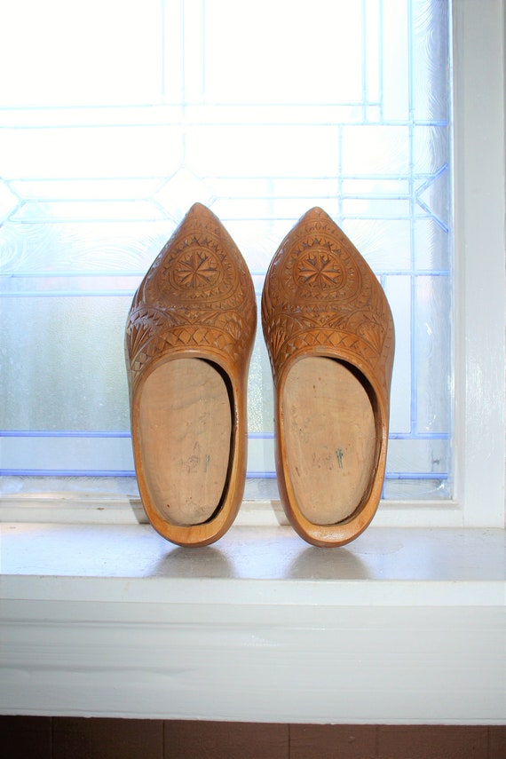 Vintage Wooden Shoes Clogs Scandinavian Decor