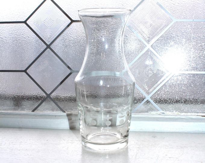 Vintage Javit Cameo Carafe Clear Blown Glass Cut Dots Decanter Wine or Bedside