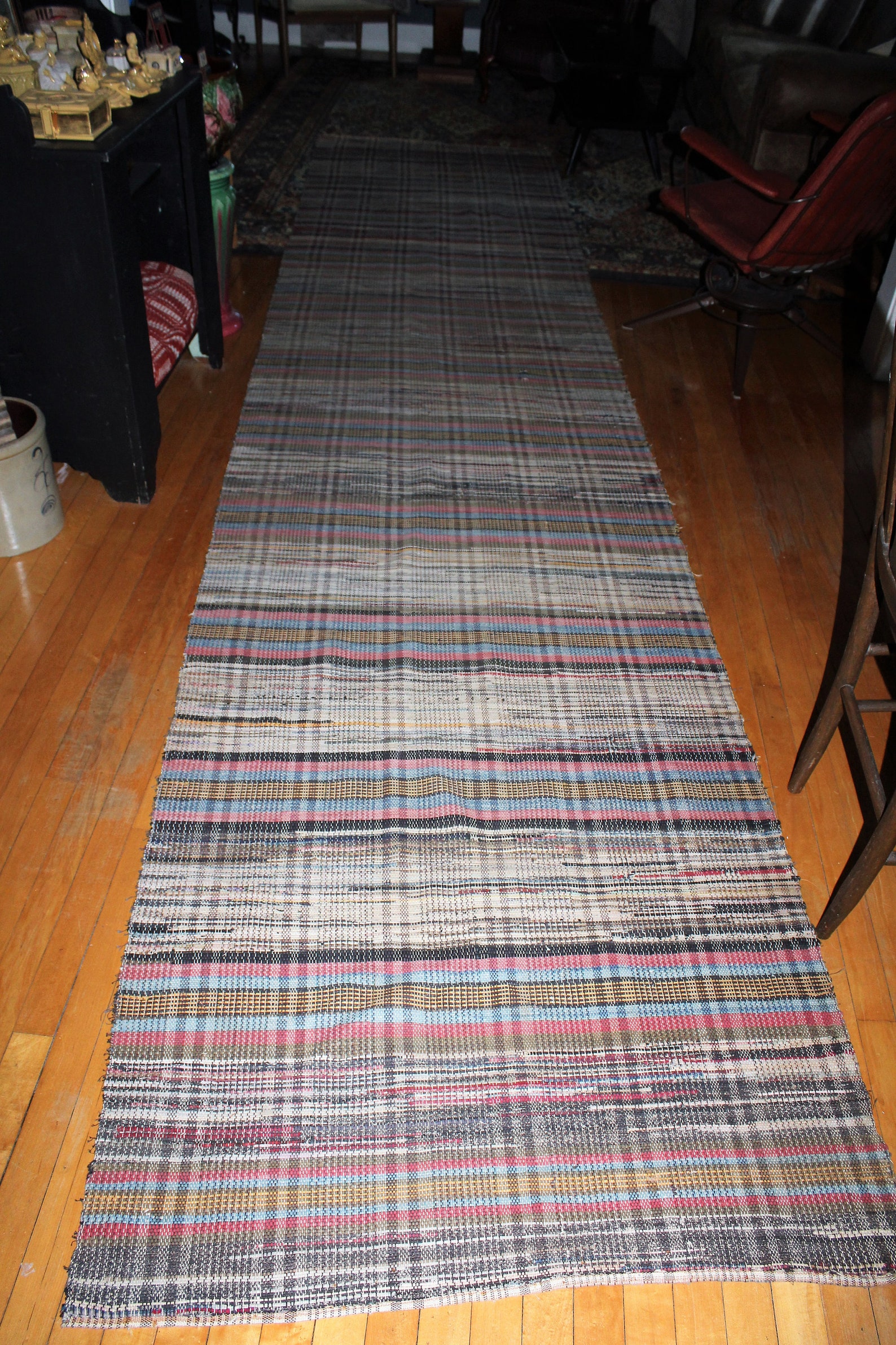 Vintage Farmhouse Hallway Runner Rag Rug 14.5 Feet Rural Etsy