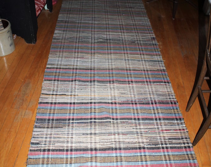 Vintage Farmhouse Hallway Runner Rag Rug 14.5 Feet Rural Minnesota