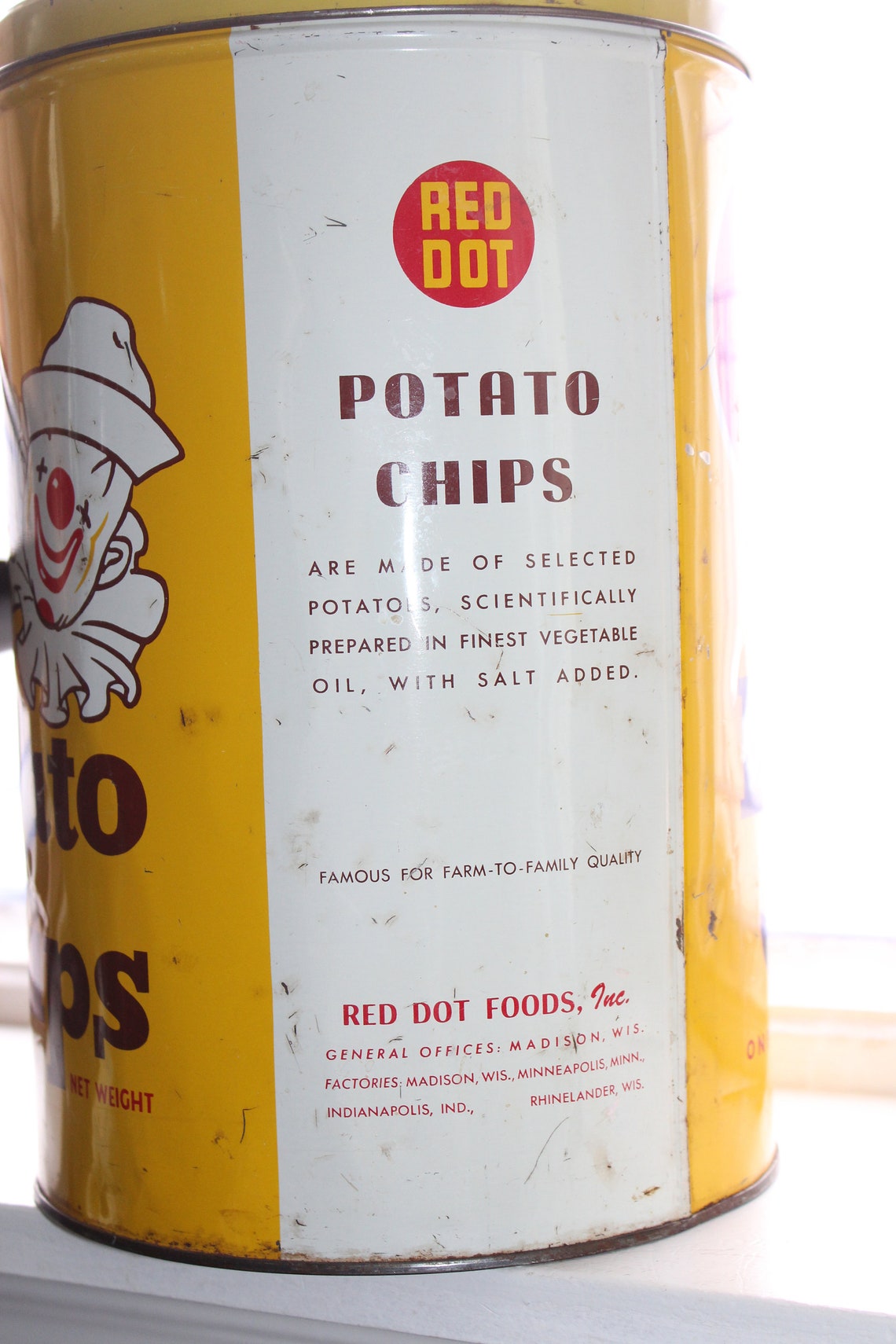 Vintage Red Dot Potato Chips Tin 1950s Mid Century Kitchen Etsy