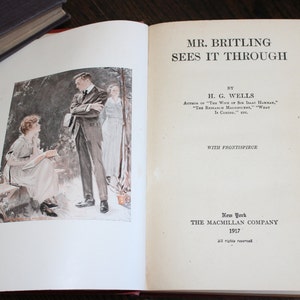 Mr. Britling Sees It Through H G Wells Antique Book 1917 image 4