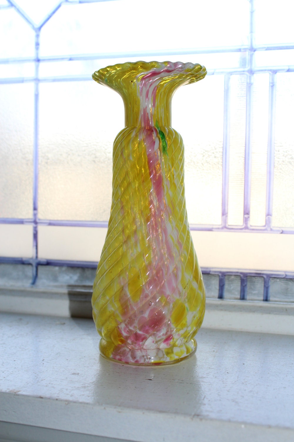 Victorian Art Glass Vase End Of Day Glass 8 Antique 1900s