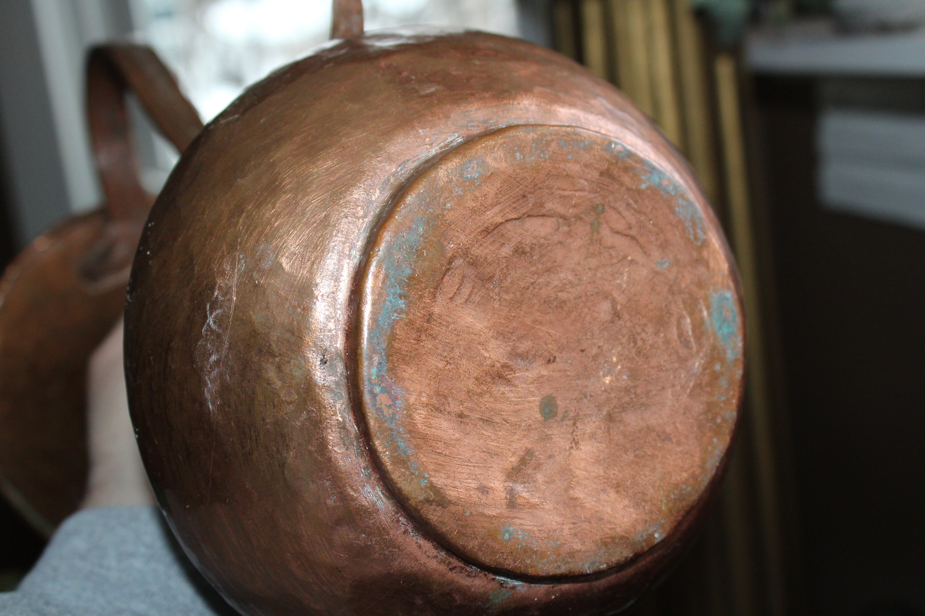 Antique Hammered Copper Vase Urn with Handles Handmade