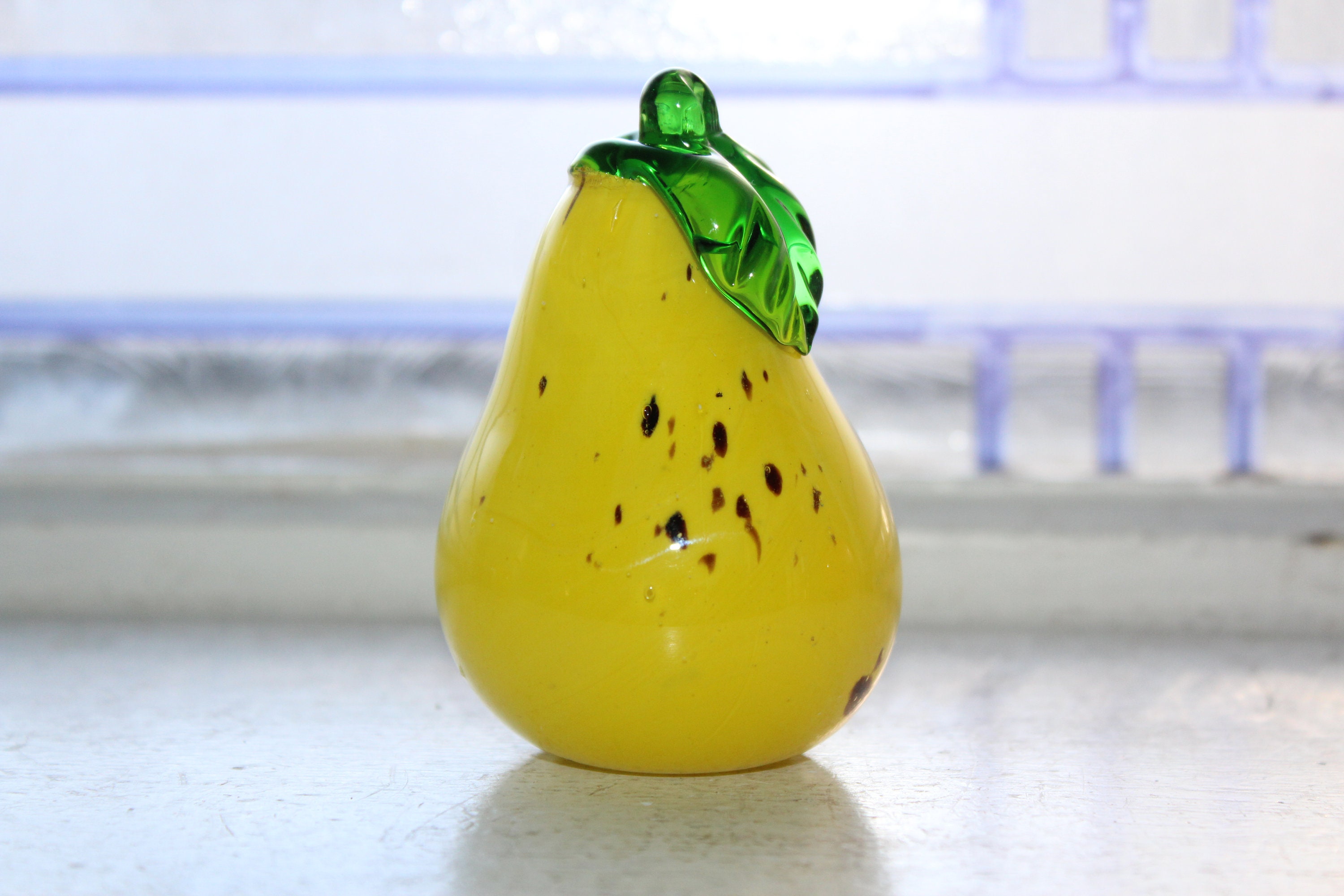 Vintage Murano Style Glass Fruit Pear Handblown