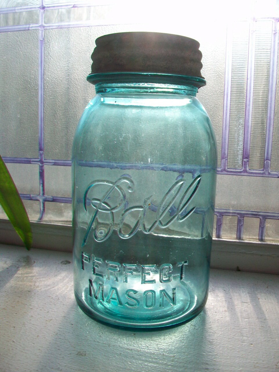 Vintage Blue Ball Jar Quart Ball Perfect Mason Jar 1923 to 1933