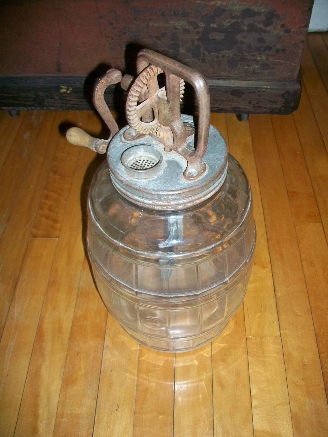 Vintage Glass Butter Churn Large Jar Etsy