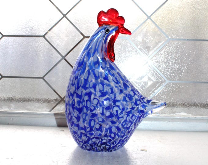 Vintage Murano Art Glass Rooster Chicken Figurine 7 3/4"