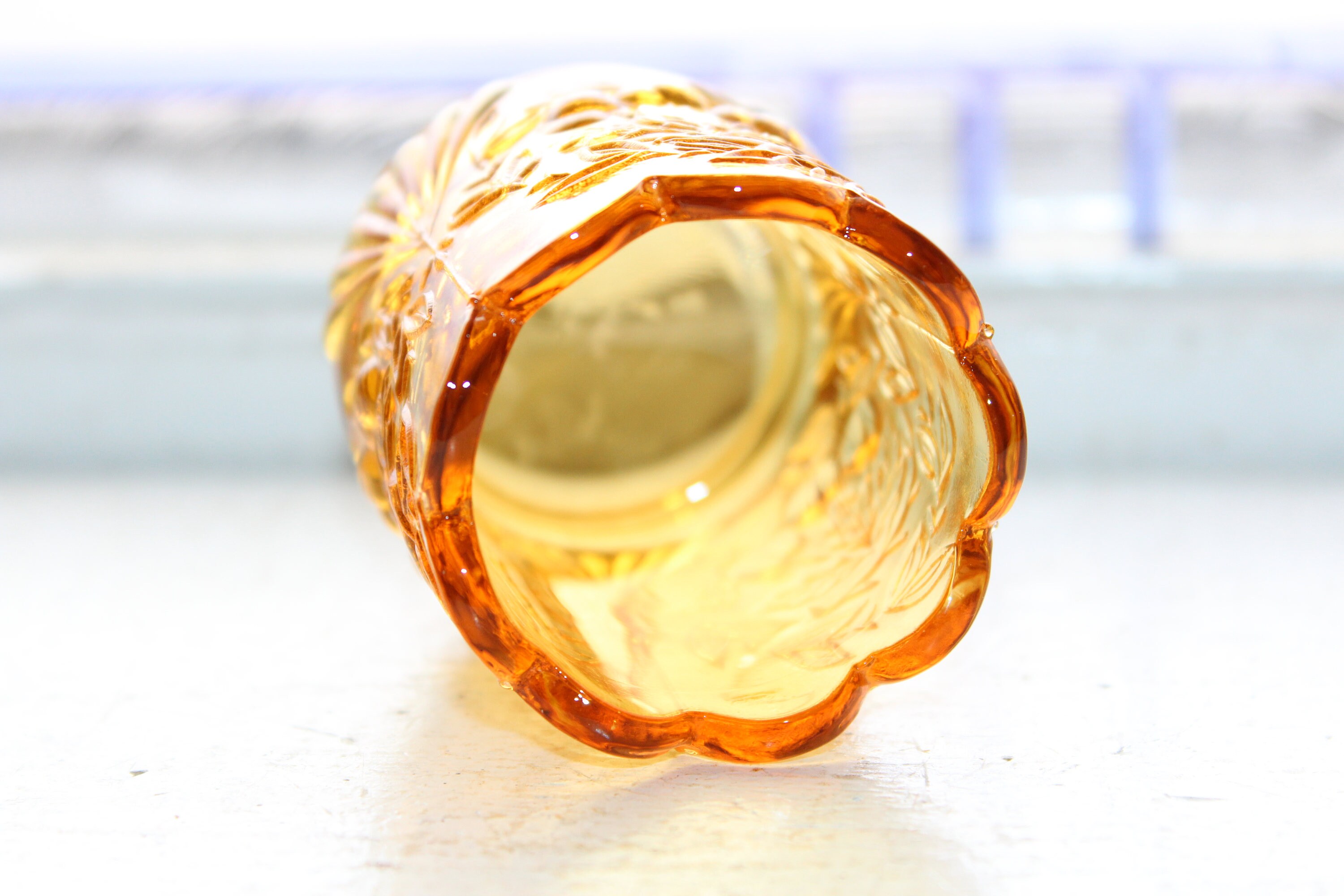 Vintage Amber Glass Toothpick Holder